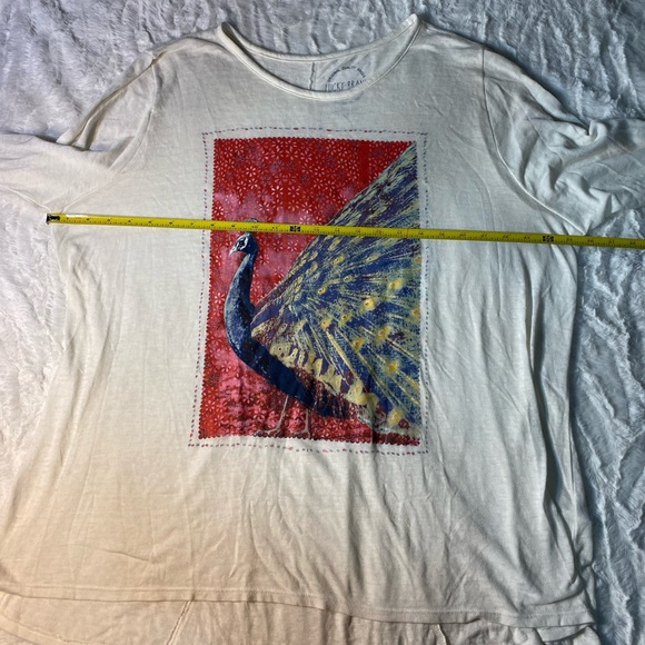 🦚 Lucky Brand Peacock Print Long Sleeve Tunic Top Size 3X - Picture 7 of 11